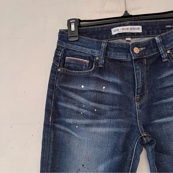 Kasil x Taylor Jackson Paint Splattered The Geek Peg Leg Jeans Size 25 - Picture 4 of 12